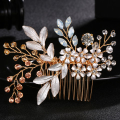 OEM Handmade rhinestone pearl flower hair band wedding bridal hair clip