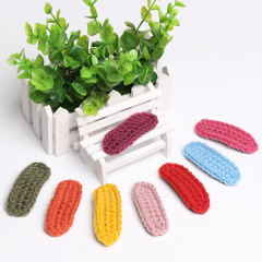 custom fancy winter plain hair accessory wool girls kids children's knit hair clips