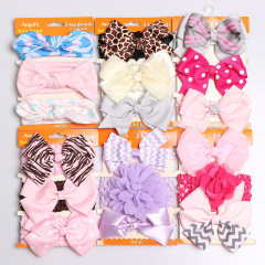 3pcs wholesale girl bow plain elastic polyester hair band headbands set
