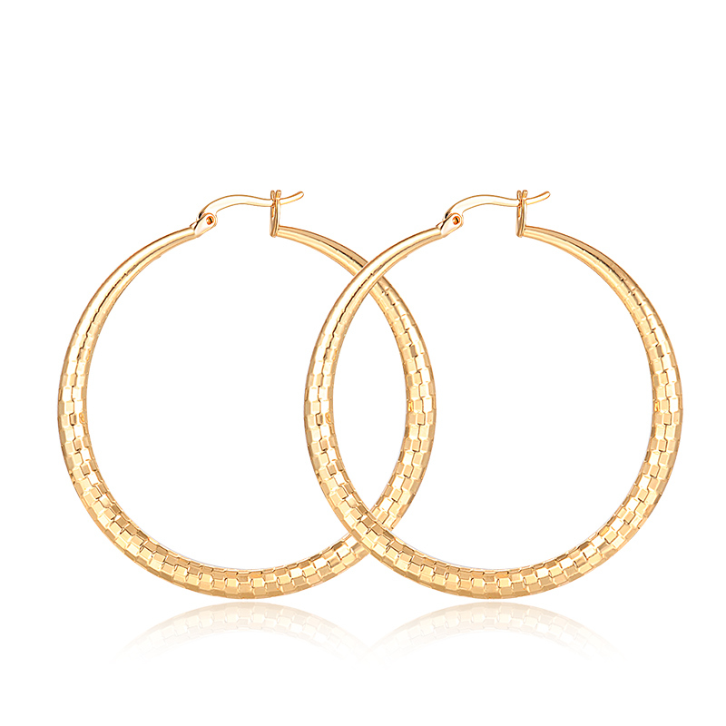 Wholesale fashion 18k gold plated round frosted copper earrings for women Wholesale fashion 18k gold plated round frosted copper earrings for women