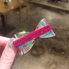 Factory Direct Sale rainbow colorful kids baby bling bling glitter bow-knot hair clips for girls