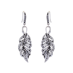 Fashion Women Gothic Jewelry Leaf Crystal Dangle Earings Antique Jewelry Silver Fashion Women Gothic Jewelry Leaf Crystal Dangle Earings Antique Jewelry Silver