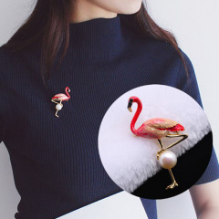 new INS amazon korean fashion wholesale bulk girl women school real pearl flamingo brooches cartoon for cloth suit shirt new INS amazon korean fashion wholesale bulk girl women school real pearl flamingo brooches cartoon for cloth suit shirt
