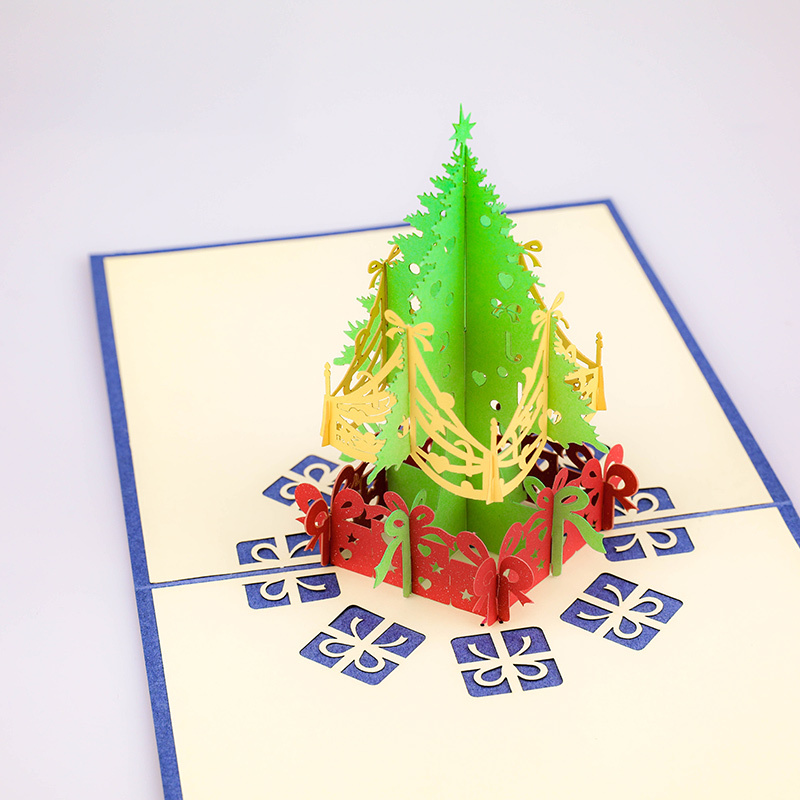 OEM hot sale handmade christmas tree greeting popup 3d christmas cards