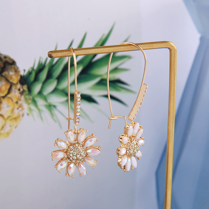 India 2019 trending product silver gold acrylic flower hoop earrings