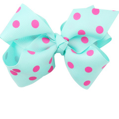 Korean women baby girls classic dot pattern ribbon bow hair clips