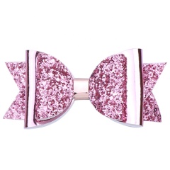 Korean manufactory double-layer glitter leather colorful hair bow grip clips for baby girl