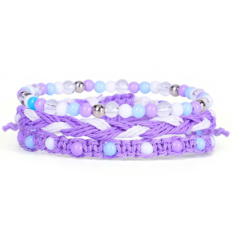Wholesale 3pcs/set bead jewelry colorful line woven bracelets for women