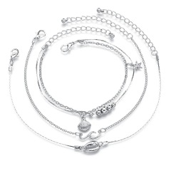 4 Sets korean style silver 925 foot jewelry sea shell sea star anklets chains for women feet 4 Sets korean style silver 925 foot jewelry sea shell sea star anklets chains for women feet