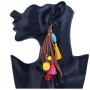 amazon ins custom fashion Boho style long suede leather colorful statement leather tassel earrings amazon ins custom fashion Boho style long suede leather colorful statement leather tassel earrings