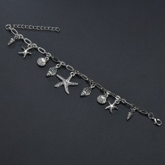 2019 Korean style silver 925 foot jewelry sea shell star anklets chains for women