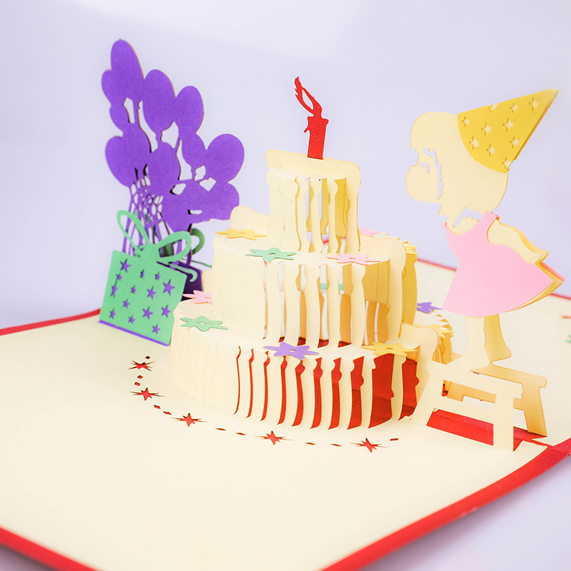 Handmade OEM logo paper boy happy birthday 3d pop up card Handmade OEM logo paper boy happy birthday 3d pop up card