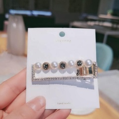Wholesale multifunctional sweet headwear openwork diamond pearl hair clip set