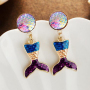 Trendy Bling Sequins Mermaid Tail Drop Earrings Personality Fish Scale Alloy Earring Trendy Bling Sequins Mermaid Tail Drop Earrings Personality Fish Scale Alloy Earring