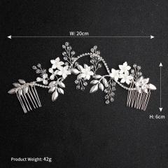 Handmade Rhinestone rose leaf bridal Hair Accessories wedding hair comb