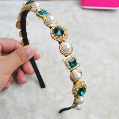 2019 spring vintage women British fashion rhinestone embellished baroque crystal headband