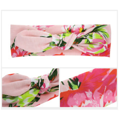Hot selling 3 color child hair band elastic flower bow knot hairband girls hair accessories