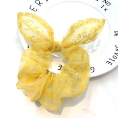 New style fashion girls transparent bowknot lace rabbit ear hair scrunchies