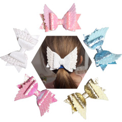 fancy custom decorative ins korean angel wing shine glitter children's hair clip for girls kids