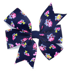 Boutique roses flowers printing hairbows baby girls hair clip for girls hair accessories