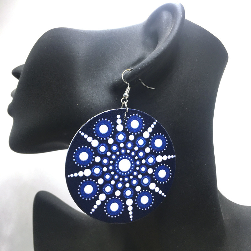 2020 new arrive custom big bohemia round african afro wooden earring for women 2020 new arrive custom big bohemia round african afro wooden earring for women