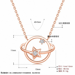 wish korean vermeil charm star zircon necklace 18k gold plated 925 silver choker chain