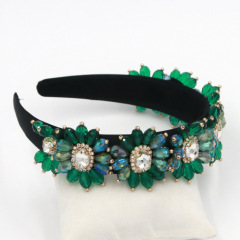 Vintage European and American Baroque fashion woman girls flower crystal headband