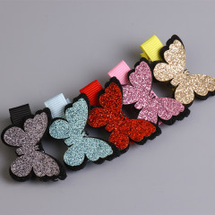 wholesale korean butterfly shape child baby kid girls sequin fabric hair clips