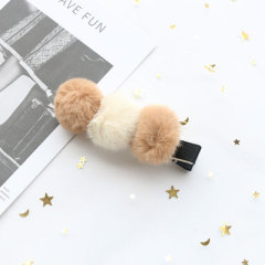 Fall and winter children kids chic soft ball duckbill hair clips for baby girls