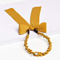 Wholesale Custom silk stain Bunny Ears Girl Bow Hair Bands Hairbands women