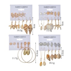 2019 New design rose gold jewelry set sea star sea shell hoop earring set for women 2019 New design rose gold jewelry set sea star sea shell hoop earring set for women