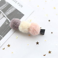 Fall and winter children kids chic soft ball duckbill hair clips for baby girls