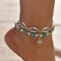 2pcs/set Fashionable sterling silver jewelry women silver anklets with colorful beads