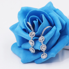 Custom Silver Rose Gold Plated Moissanite Diamond  Dangle Hoop Earrings