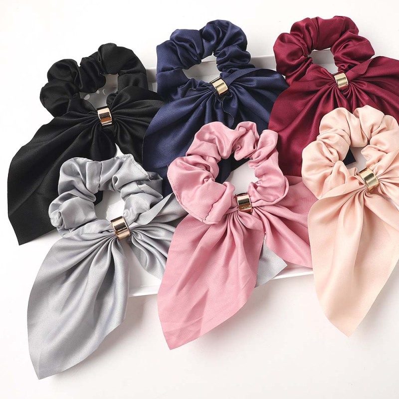 Bulk custom elastic pelo rabbit ear hair scrunchies for beautiful girls