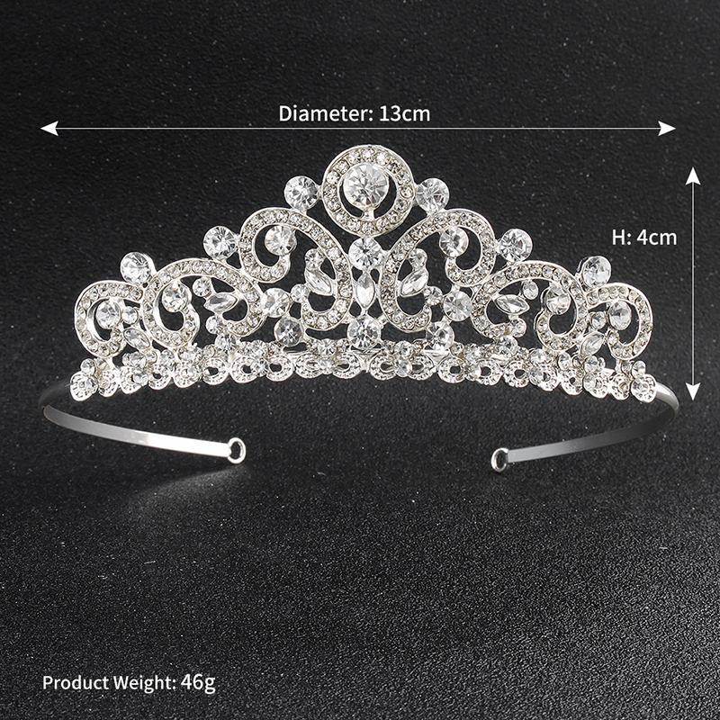 Bride silver women rhinestone  crystal wedding round  bridal tiaras  crown