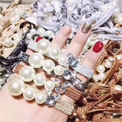 Hair Scrunchies Elastics ponytail holder glitter pearl thin hair tie Hair Scrunchies Elastics ponytail holder glitter pearl thin hair tie