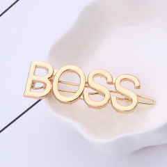 Custom gold alloy women bling rhinestone crystal letter hair clips hair pins with words