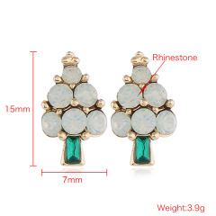 Wholesale red white women jewelry crystal alloy Christmas tree stud earrings