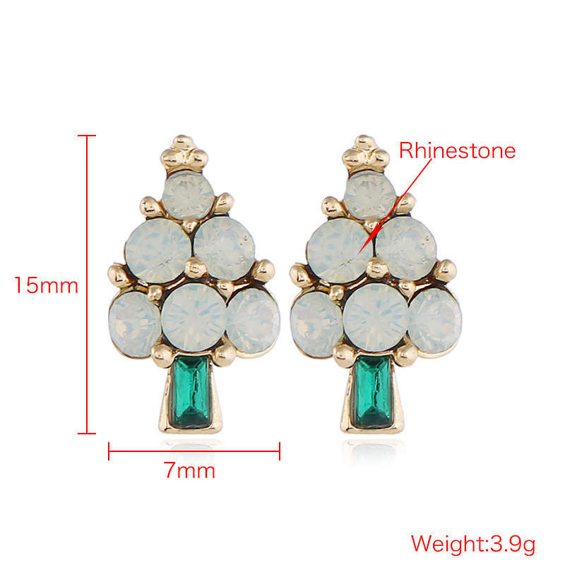 Wholesale red white women jewelry crystal alloy Christmas tree stud earrings Wholesale red white women jewelry crystal alloy Christmas tree stud earrings