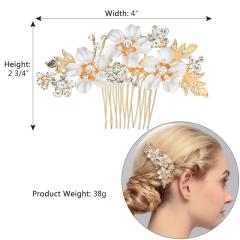Gold flower Wedding hair accessories pearl crystal flower bridal hair combs