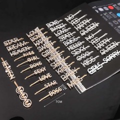 Custom Glitter Word Fashion Pearl Rhinestone Women Crystal Letter Clip Hair Pins Custom Glitter Word Fashion Pearl Rhinestone Women Crystal Letter Clip Hair Pins