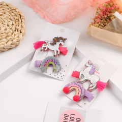 Custom metal alligator sequin glitter bling kid unicorn hair clip