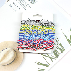 6pcs/set spring and summer custom girls stripe fitness elastic rubber hair scrunchies