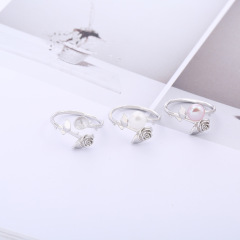 Fashion gift adjustable jewelry 925 silver accessories dancing party silver pearl ring