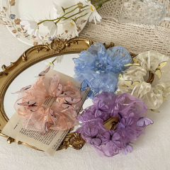 Custom elastic hair accessories butterfly Organza hair ties scrunchies for women