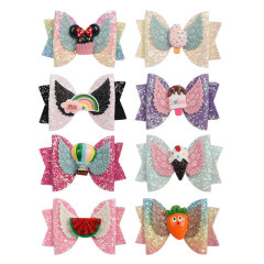 custom 3inch kids baby barrettes Girl korean angel cartoon fruit glitter baby girl hair clips