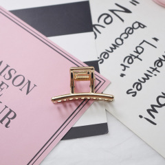 Korean girls rectangle shape hollow out style metal hair claw clip for women