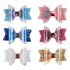 custom 3inch kids baby barrettes Girl korean angel cartoon mermaid Handmade kid glitter hair clip