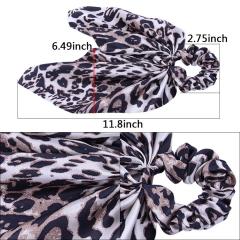 INS Facebook Hot Leopard Print Hair Band Satin Silk Hair Rope Elastic Bow Hair Scrunchies